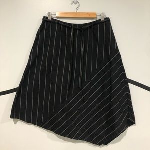 DKNY Black pinstripe asymmetrical office skirt M